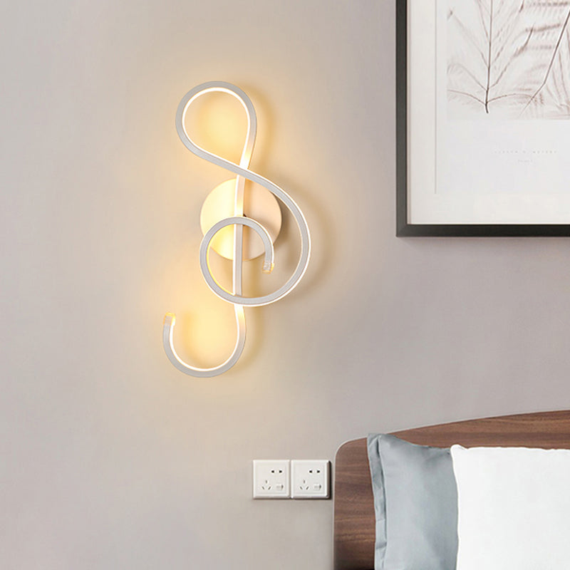 Lisslune | Minimalistic LED Wall Spotlight Black/White Wavy/Musical Nocturne/Combined Wall Lamp with Acrylic Shade for Bedroom
