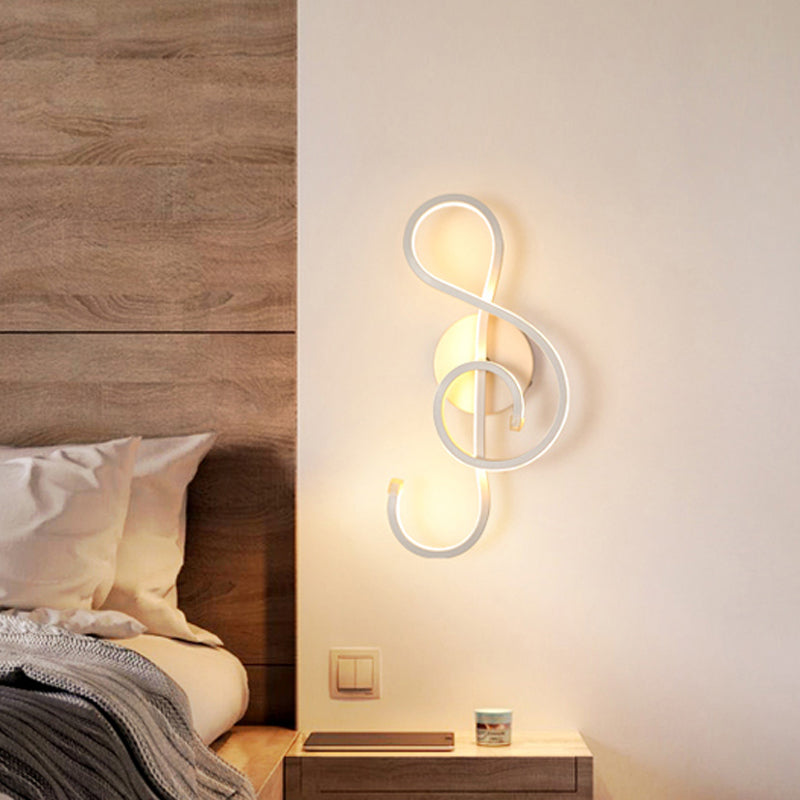 Lisslune | Minimalistic LED Wall Spotlight Black/White Wavy/Musical Nocturne/Combined Wall Lamp with Acrylic Shade for Bedroom