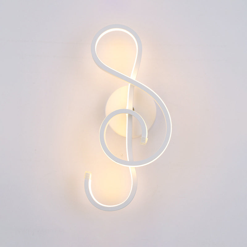 Lisslune | Minimalistic LED Wall Spotlight Black/White Wavy/Musical Nocturne/Combined Wall Lamp with Acrylic Shade for Bedroom