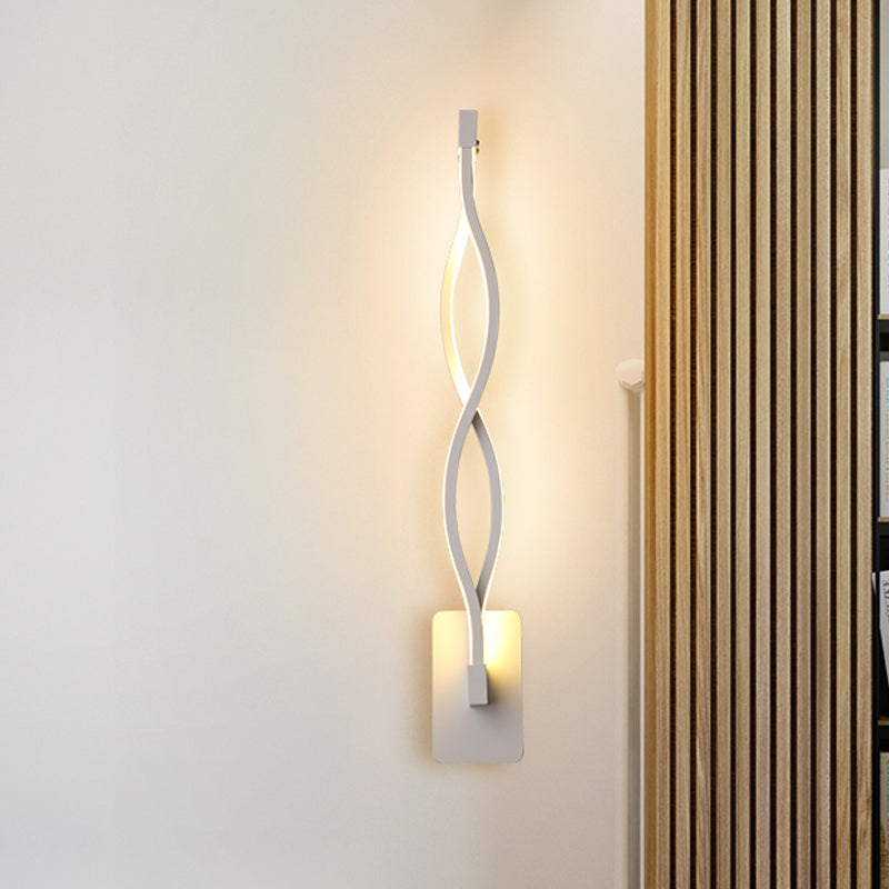 Lisslune | Minimalistic LED Wall Spotlight Black/White Wavy/Musical Nocturne/Combined Wall Lamp with Acrylic Shade for Bedroom
