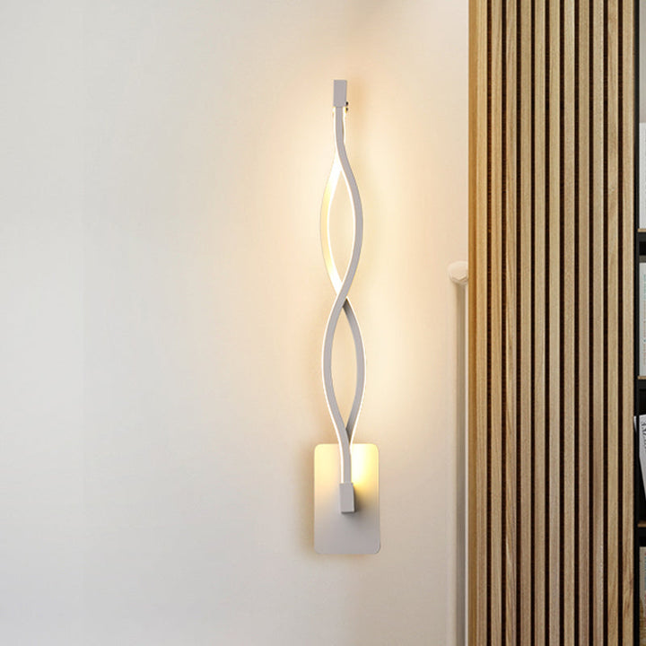 Lisslune | Minimalistic LED Wall Spotlight Black/White Wavy/Musical Nocturne/Combined Wall Lamp with Acrylic Shade for Bedroom