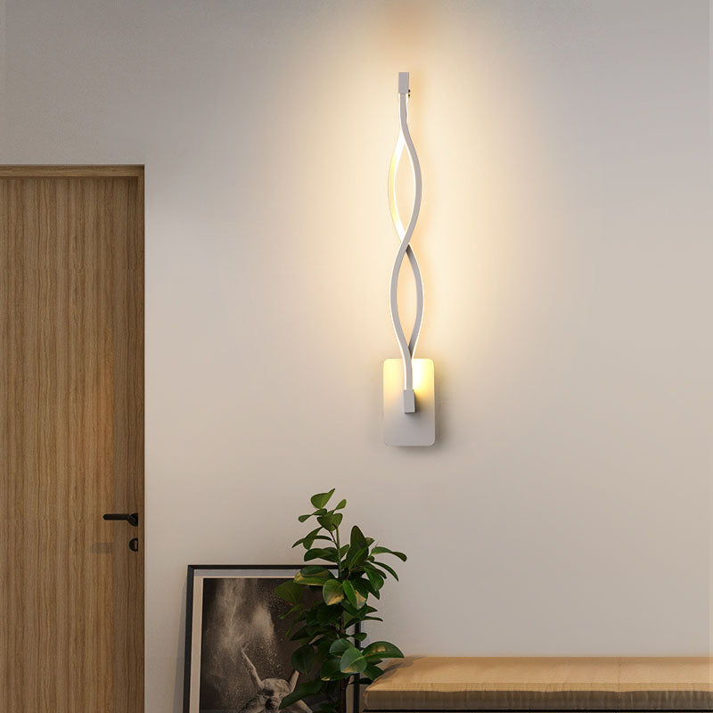 Lisslune | Minimalistic LED Wall Spotlight Black/White Wavy/Musical Nocturne/Combined Wall Lamp with Acrylic Shade for Bedroom