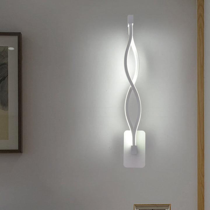 Lisslune | Minimalistic LED Wall Spotlight Black/White Wavy/Musical Nocturne/Combined Wall Lamp with Acrylic Shade for Bedroom