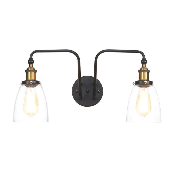 Lisslune | 2 Lights Bright Glass Sconce Lamp Industrial Style Black Cone/Bowl Living Room Wall Lighting Idea