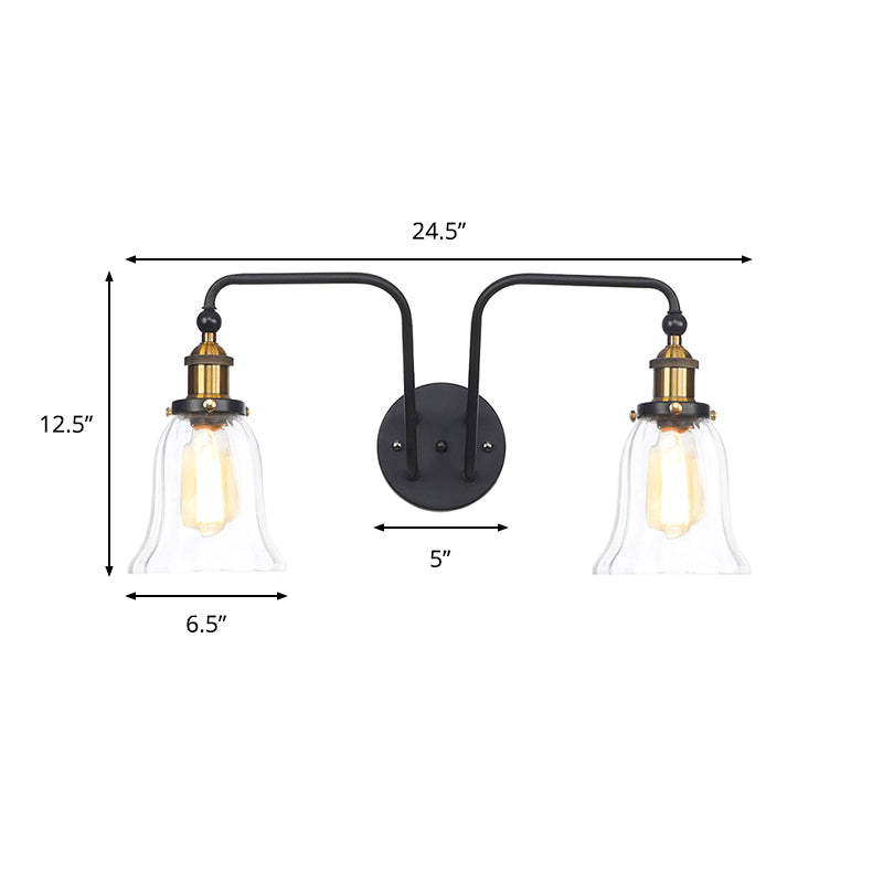 Lisslune | Pears/Bubbles Indoor Wall Lamp Factory Clear Glass 2 Lights Wall Lamp Fixture in Black