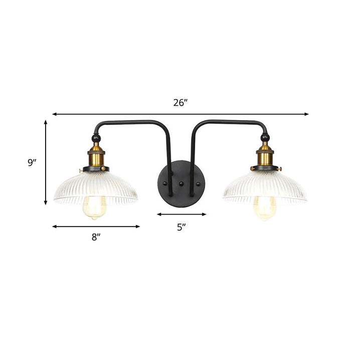 Lisslune | Black Globe/Sconce Wall Lamp Industrial Design Clear Glass 2 Lights Dining Room Wall Lighting
