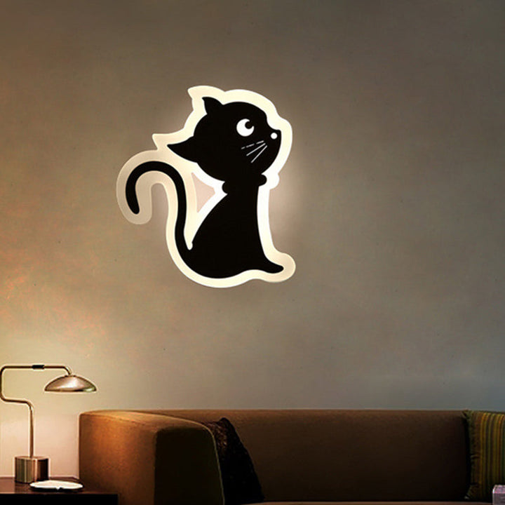 Lisslune | Cartoon Apple/Leaf/Cat Small Wall Lamp Acrylic Children's Bedroom LED Surface Mount Wall Light in White