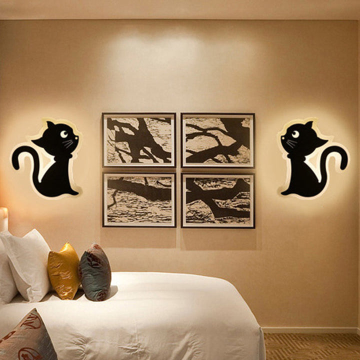 Lisslune | Cartoon Apple/Leaf/Cat Small Wall Lamp Acrylic Children's Bedroom LED Surface Mount Wall Light in White