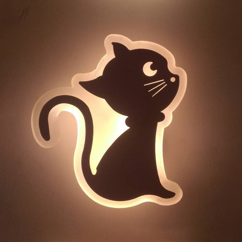 Lisslune | Cartoon Apple/Leaf/Cat Small Wall Lamp Acrylic Children's Bedroom LED Surface Mount Wall Light in White