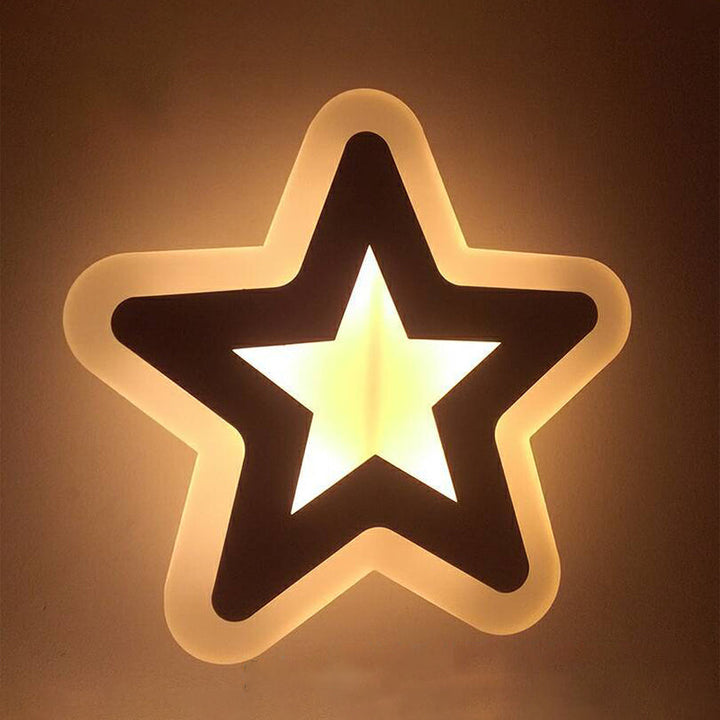 Lisslune | Cartoon Apple/Leaf/Cat Small Wall Lamp Acrylic Children's Bedroom LED Surface Mount Wall Light in White