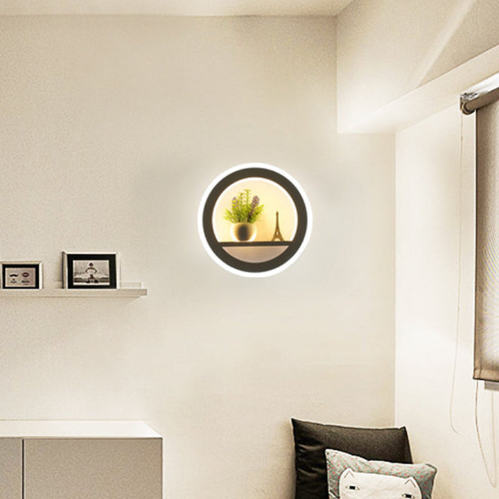 Lisslune | Nordic LED Wall Lamp Sconces Black Round/Elephant/Giraffe Ultrathin Wall Lamp with Acrylic Shade in Warm/White Light