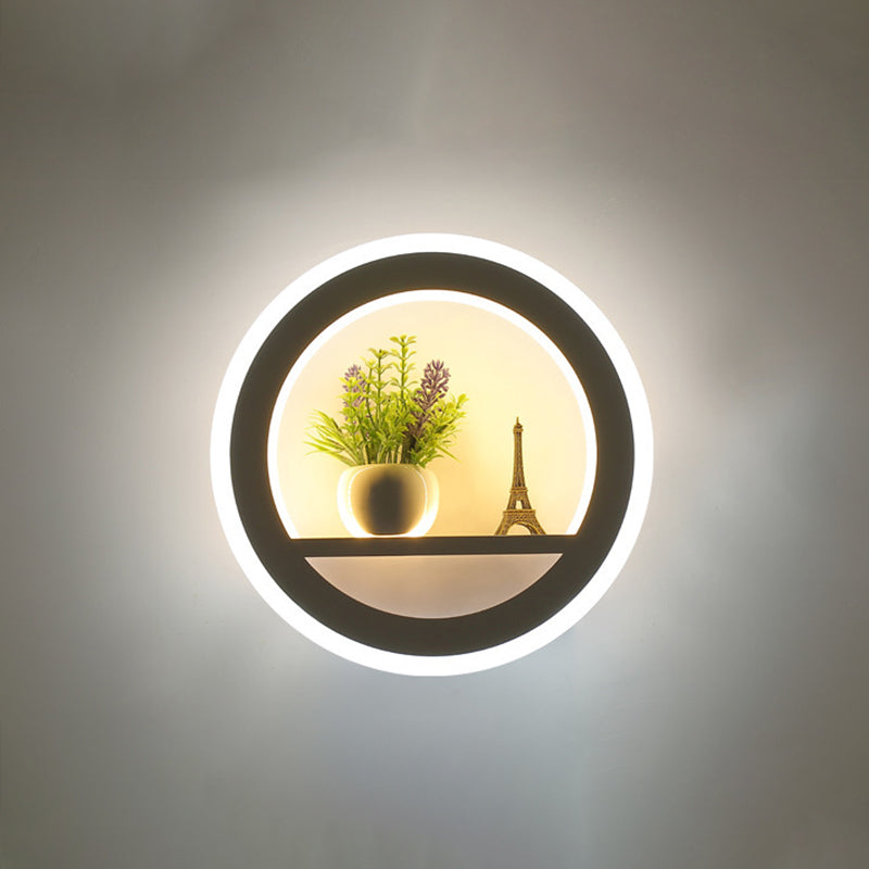 Lisslune | Nordic LED Wall Lamp Sconces Black Round/Elephant/Giraffe Ultrathin Wall Lamp with Acrylic Shade in Warm/White Light