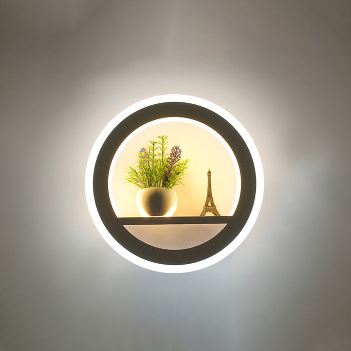 Lisslune | Nordic LED Wall Lamp Sconces Black Round/Elephant/Giraffe Ultrathin Wall Lamp with Acrylic Shade in Warm/White Light