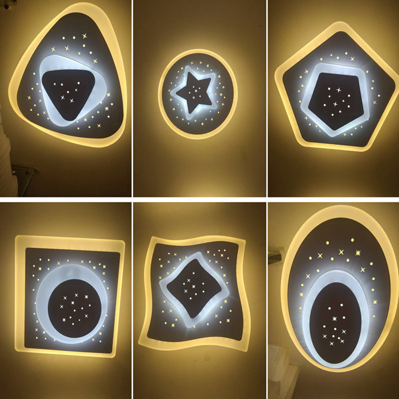 Lisslune | Triangle/Rhombus/Star Thin Wall Lamp Modern Acrylic Bedroom LED Starry Sky Ceiling Light in White