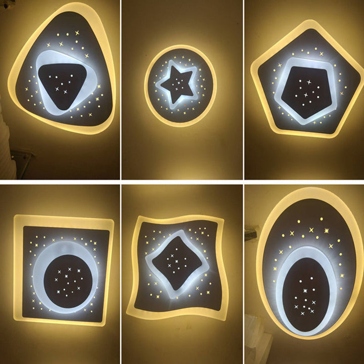 Lisslune | Triangle/Rhombus/Star Thin Wall Lamp Modern Acrylic Bedroom LED Starry Sky Ceiling Light in White