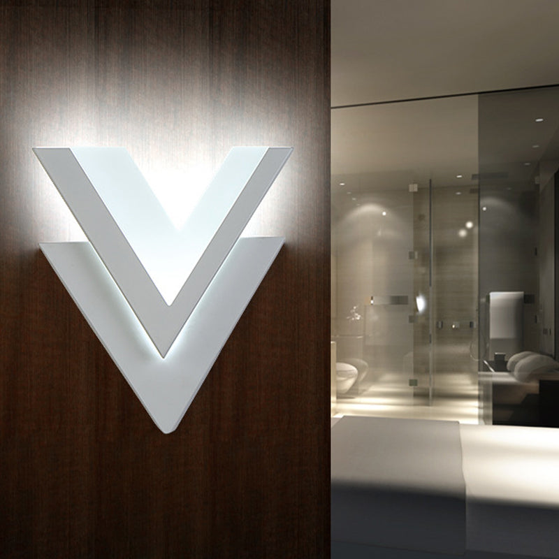 Lisslune | Modern Style Double V Wall Light Metallic Stair LED Wall Mount Lighting in Warm/White Light