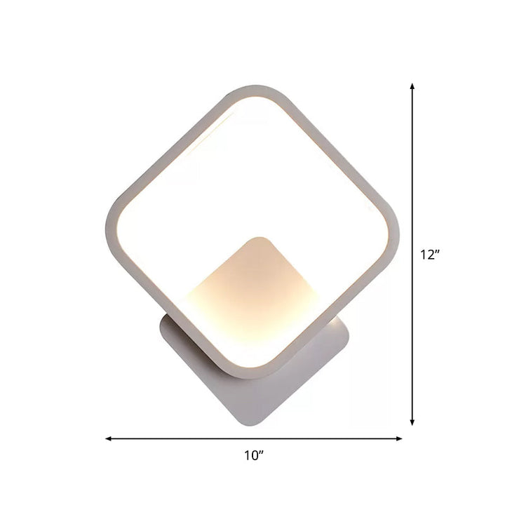 Lisslune | Fillet Square Ring Acrylic Wall Light Simplicity White LED Wall Mounted Lamp in Warm/White Light, 10"/12" Wide