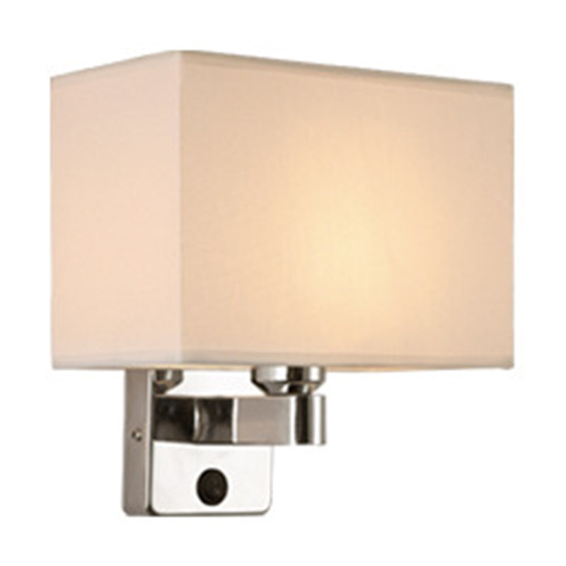 Lisslune | 1-Light Bedroom Wall Lamp Nordic Black/White/Beige and Chrome Wall Light with Oval/Square Fabric Shade