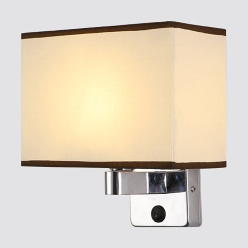 Lisslune | 1-Light Bedroom Wall Lamp Nordic Black/White/Beige and Chrome Wall Light with Oval/Square Fabric Shade