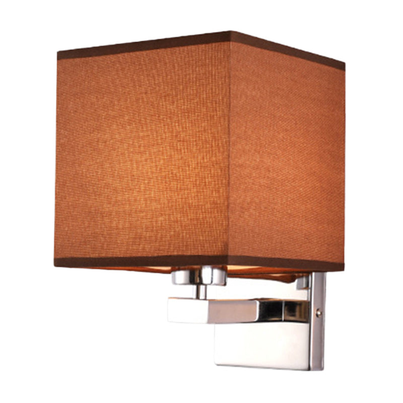 Lisslune | Beige/Flax/Coffee Cube Wall Light Nordic Style 1 Head Fabric Wall Mounted Light Source for Bedroom