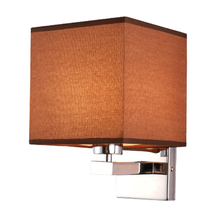 Lisslune | Beige/Flax/Coffee Cube Wall Light Nordic Style 1 Head Fabric Wall Mounted Light Source for Bedroom