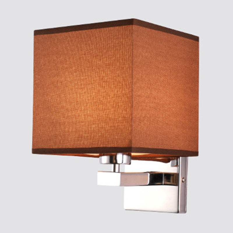 Lisslune | Beige/Flax/Coffee Cube Wall Light Nordic Style 1 Head Fabric Wall Mounted Light Source for Bedroom