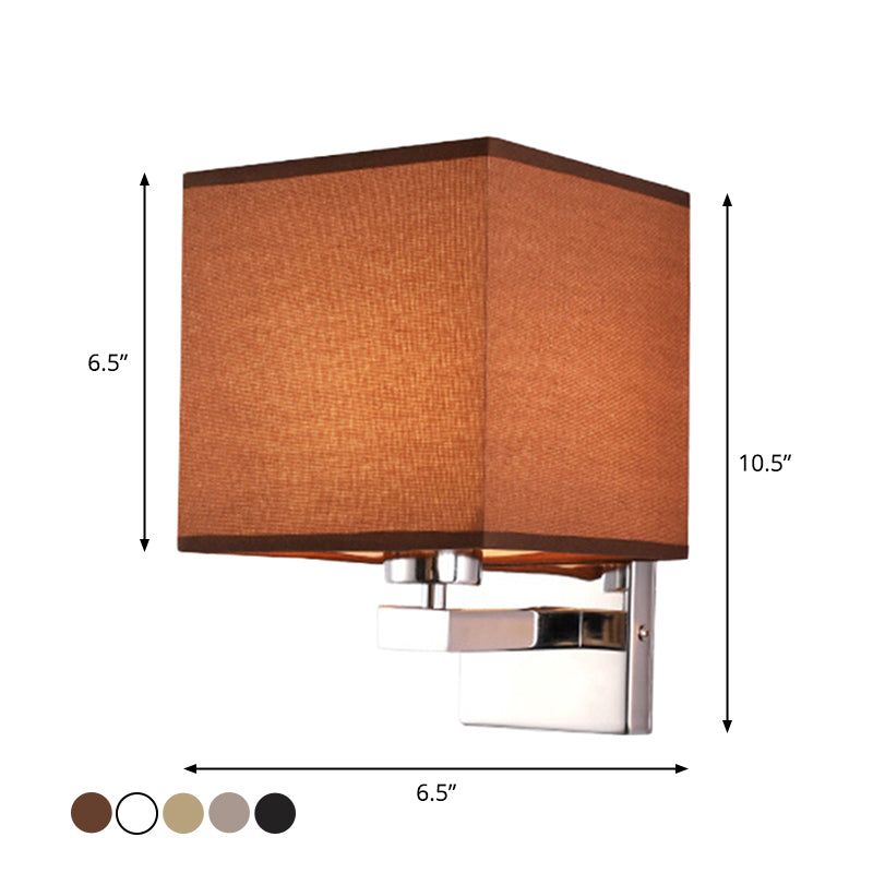 Lisslune | Beige/Flax/Coffee Cube Wall Light Nordic Style 1 Head Fabric Wall Mounted Light Source for Bedroom