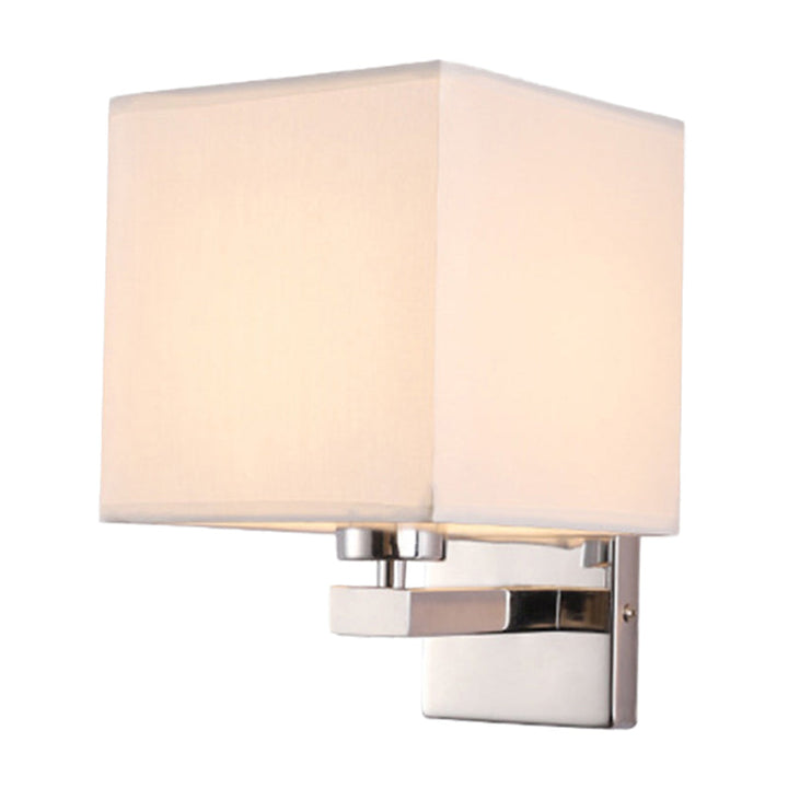 Lisslune | Beige/Flax/Coffee Cube Wall Light Nordic Style 1 Head Fabric Wall Mounted Light Source for Bedroom