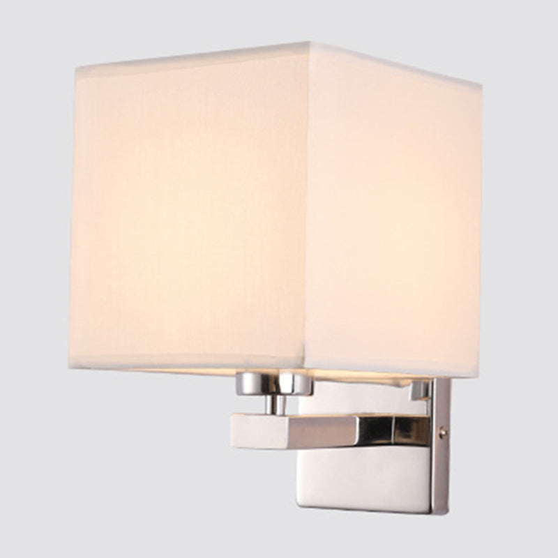 Lisslune | Beige/Flax/Coffee Cube Wall Light Nordic Style 1 Head Fabric Wall Mounted Light Source for Bedroom