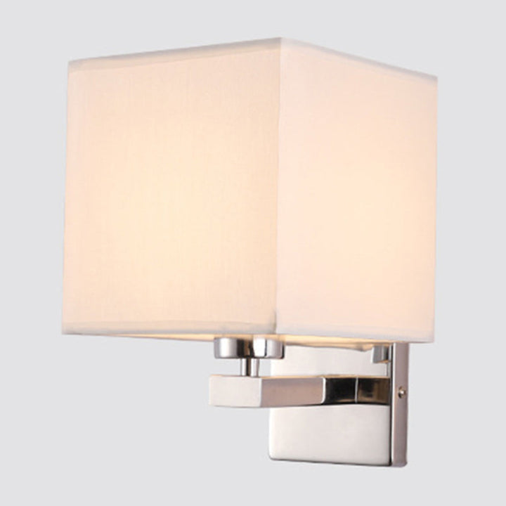 Lisslune | Beige/Flax/Coffee Cube Wall Light Nordic Style 1 Head Fabric Wall Mounted Light Source for Bedroom