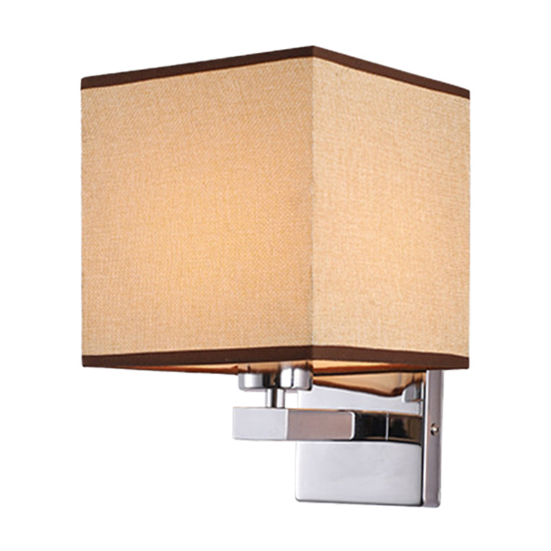 Lisslune | Beige/Flax/Coffee Cube Wall Light Nordic Style 1 Head Fabric Wall Mounted Light Source for Bedroom