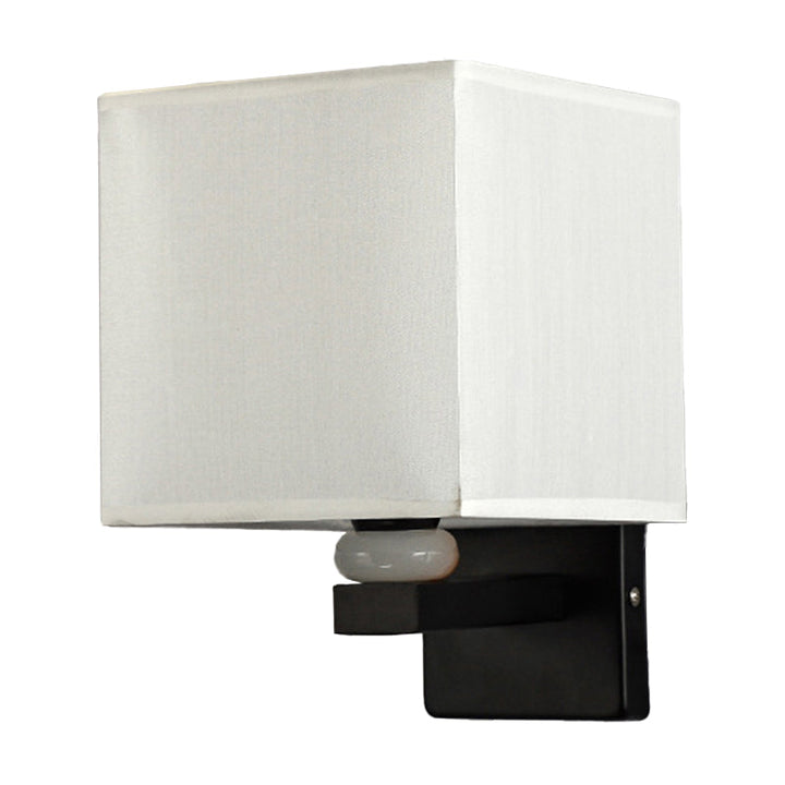 Lisslune | Rectangular Wall Lamp Modern Fabric 1 Bulb Flax/White/Beige Wall Light with Synthetic Jade Décor