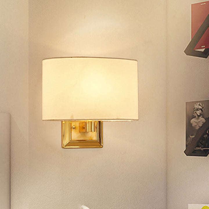 Lisslune | Minimalistic Curved Wall Mounted Lamp Fabric 1-Light Dining Room Wall Light in Chrome/Gold