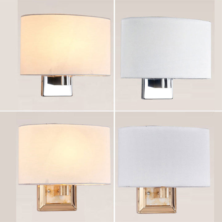 Lisslune | Minimalistic Curved Wall Mounted Lamp Fabric 1-Light Dining Room Wall Light in Chrome/Gold