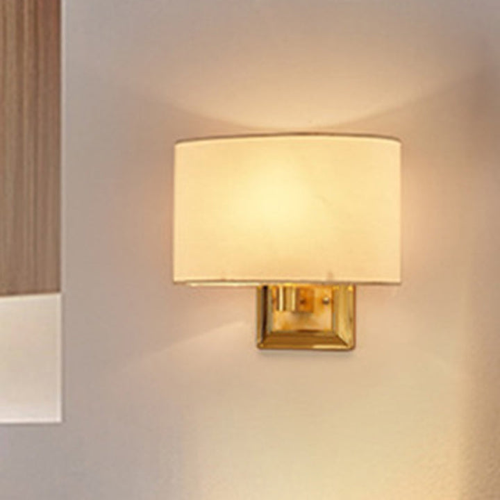 Lisslune | Minimalistic Curved Wall Mounted Lamp Fabric 1-Light Dining Room Wall Light in Chrome/Gold