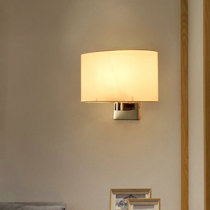 Lisslune | Minimalistic Curved Wall Mounted Lamp Fabric 1-Light Dining Room Wall Light in Chrome/Gold