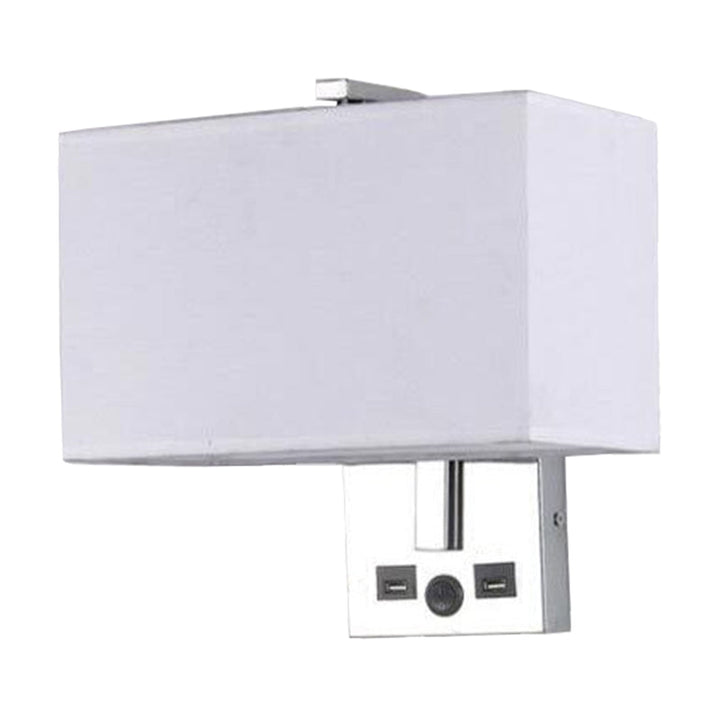 Lisslune | Fabric Rectangle Wall Light Kit Minimalist Single-Bulb Beige/Black/White Wall Lamp with USB Port