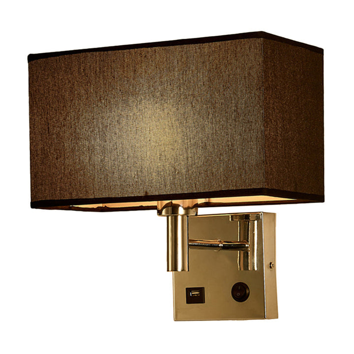 Lisslune | Beige/Black/White Rectangular Wall Light Simplicity 1-Head Fabric Wall-Mounted Lighting for Nightstand
