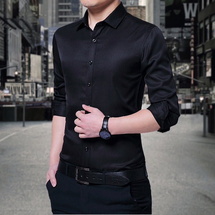 Men's long-sleeve shirt with slim fit and breathable cotton Lisslune