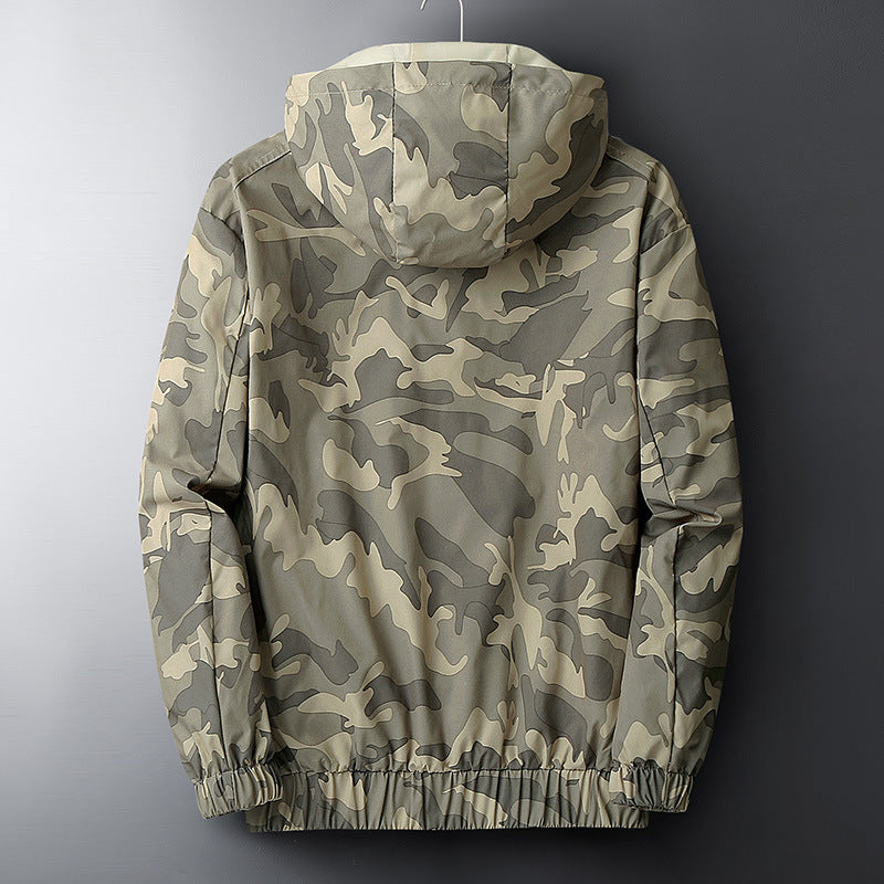 Men's Stylish Camouflage Jacket with Practical Hood and Elastic Cuffs Lisslune
