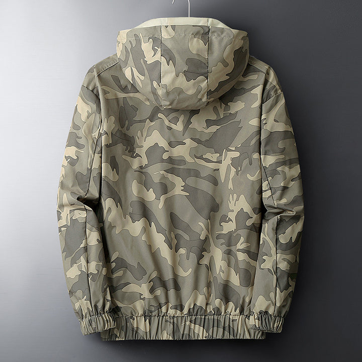 Men's Stylish Camouflage Jacket with Practical Hood and Elastic Cuffs Lisslune