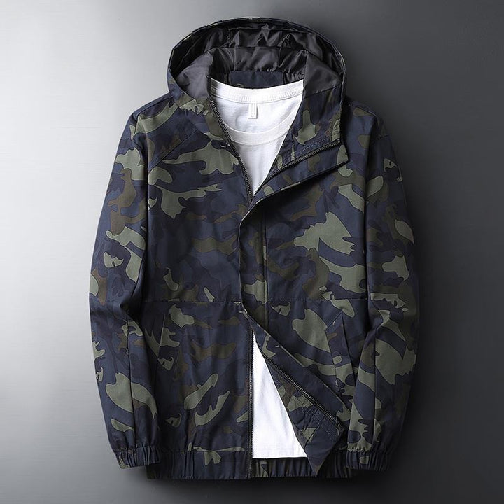Men's Stylish Camouflage Jacket with Practical Hood and Elastic Cuffs Lisslune
