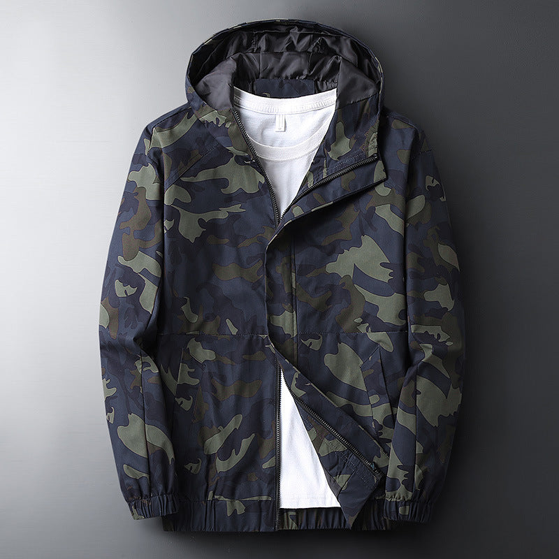 Men's Stylish Camouflage Jacket with Practical Hood and Elastic Cuffs Lisslune