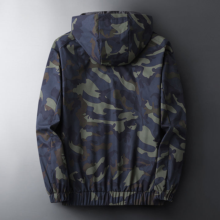 Men's Stylish Camouflage Jacket with Practical Hood and Elastic Cuffs Lisslune