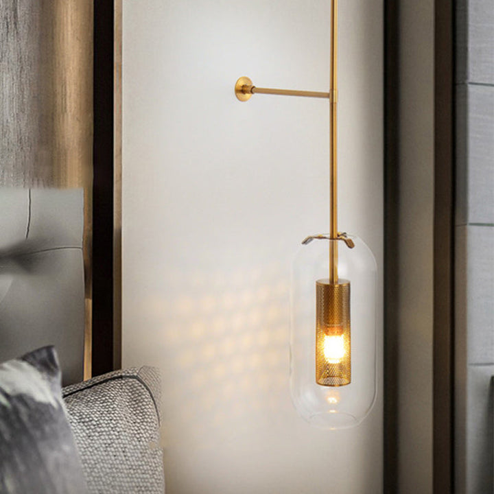 Lisslune | Postmodern Orbit/Ellipse/Circle Wall Lamp Metal 1 Light Living Room Wall Lighting in Gold