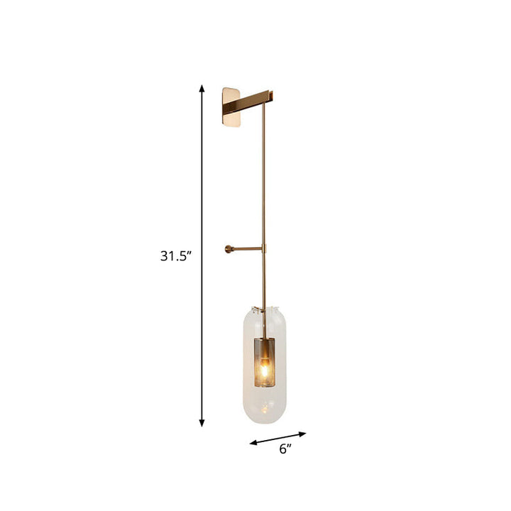 Lisslune | Postmodern Orbit/Ellipse/Circle Wall Lamp Metal 1 Light Living Room Wall Lighting in Gold