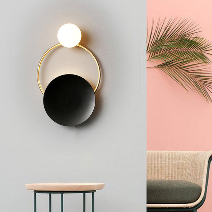 Lisslune | Postmodern Orbit/Ellipse/Circle Wall Lamp Metal 1 Light Living Room Wall Lighting in Gold