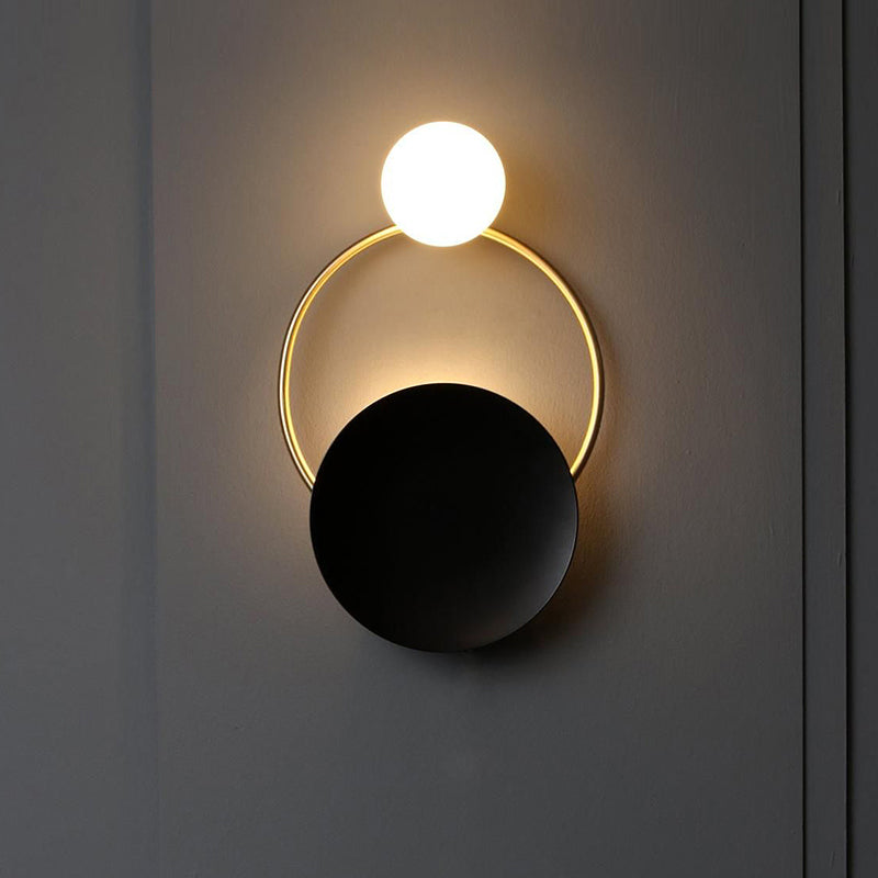 Lisslune | Postmodern Orbit/Ellipse/Circle Wall Lamp Metal 1 Light Living Room Wall Lighting in Gold