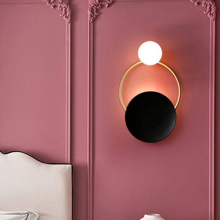Lisslune | Postmodern Orbit/Ellipse/Circle Wall Lamp Metal 1 Light Living Room Wall Lighting in Gold