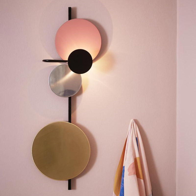 Lisslune | Movable Moon Wall Lamp Nordic Metal Black/White/Pink LED Ceiling Light in White/Yellow Light